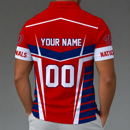 [HOMERUN DEAL] NEW CUSTOMIZED MLB28 WNS WASHINGTON NATIONALS ZIP POLO SHIRT