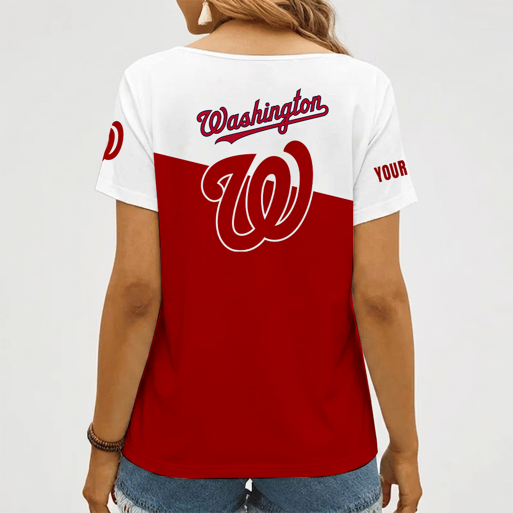[HOMERUN DEAL] NEW CUSTOMIZED MLB28 WNS WASHINGTON NATIONALS V-NECK FEMALE SHIRT