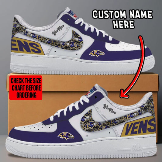 [TOUCHDOWN DEAL] NEW CUSTOMIZED NFL28 BTR BALTIMORE RAVENS AF1 SNEAKERS