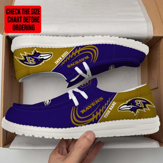 [TOUCHDOWN DEAL] NEW CUSTOMIZED NFL28 BTR BALTIMORE RAVENS LOAFER SHOES