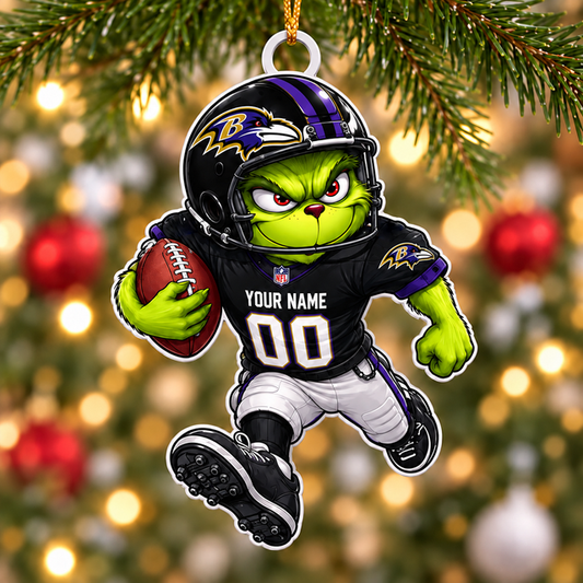 [TOUCHDOWN DEAL] NEW CUSTOMIZED NFL28 BTR BALTIMORE RAVENS CHRISTMAS ACRYLIC ORNAMENT