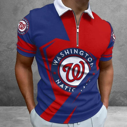 [HOMERUN DEAL] NEW CUSTOMIZED MLB28 WNS WASHINGTON NATIONALS ZIP POLO SHIRT
