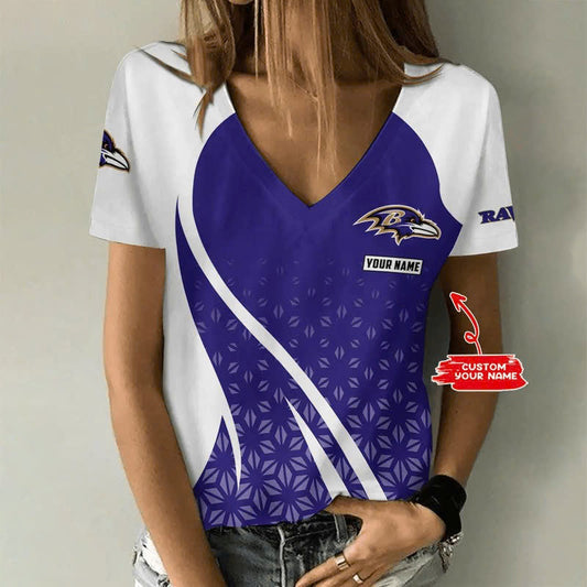 [TOUCHDOWN DEAL] NEW CUSTOMIZED NFL28 BTR BALTIMORE RAVENS V-NECK FEMALE SHIRT