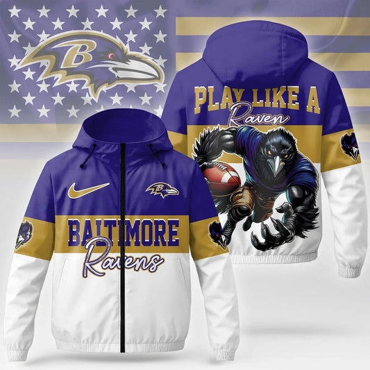 [TOUCHDOWN DEAL] NEW CUSTOMIZED NFL28 BTR BALTIMORE RAVENS WINDBREAKER JACKET