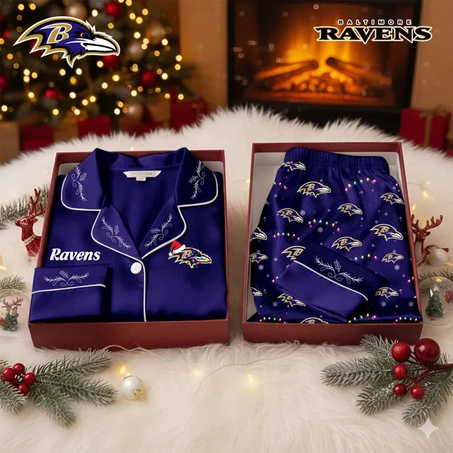 [TOUCHDOWN DEAL] NEW CUSTOMIZED NFL28 BTR BALTIMORE RAVENS LONG-SLEEVE PAJAMA SET