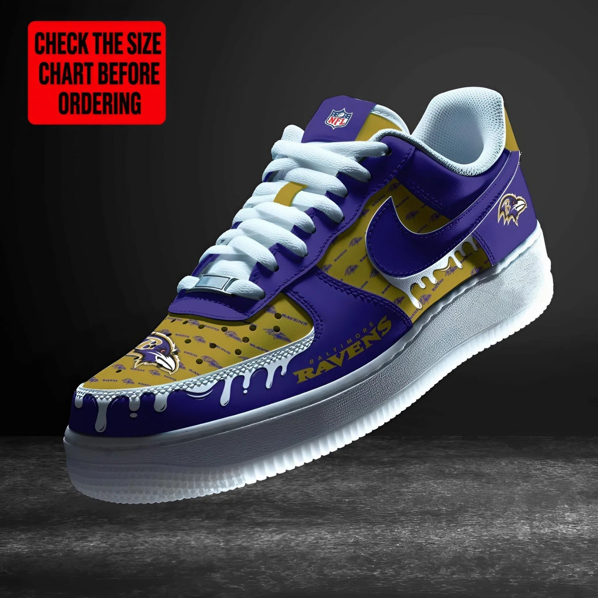 [TOUCHDOWN DEAL] NEW CUSTOMIZED NFL28 BTR BALTIMORE RAVENS AF1 SHOES