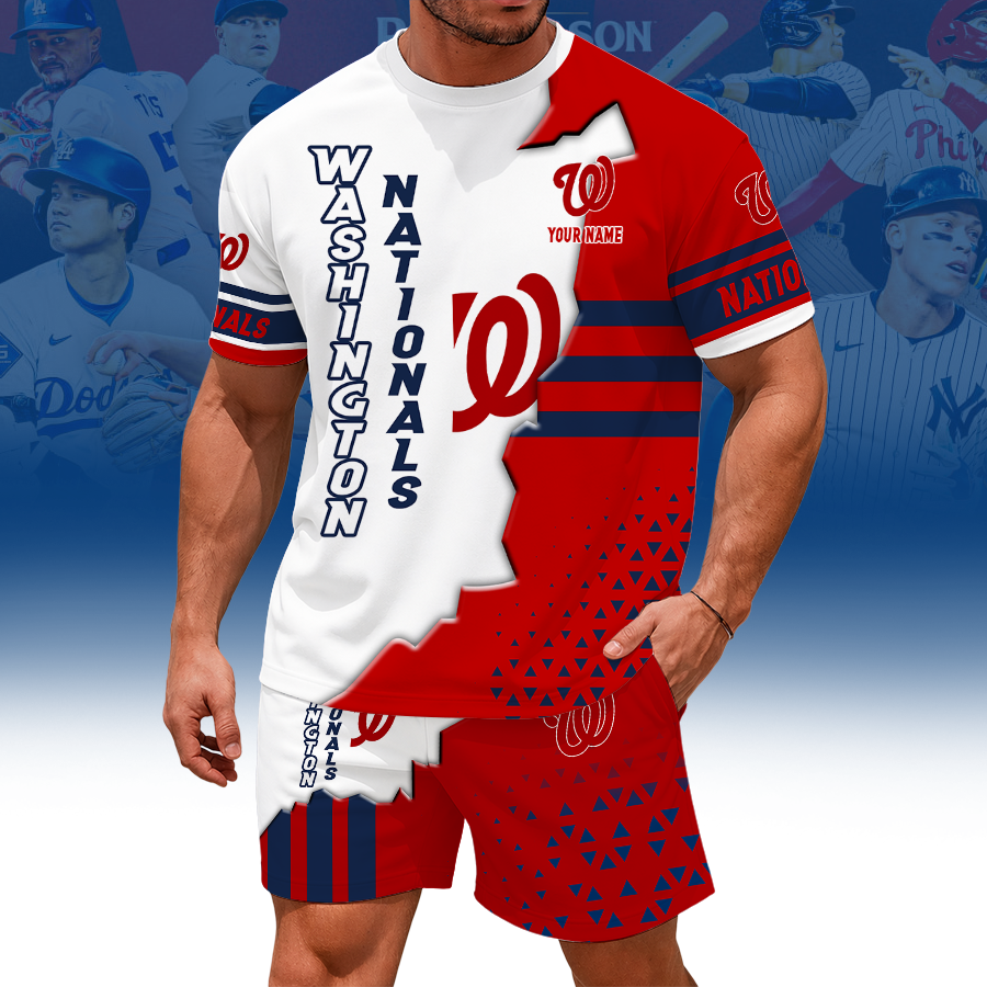 [HOMERUN DEAL] NEW CUSTOMIZED MLB28 WNS WASHINGTON NATIONALS UNISEX T-SHIRT & SHORTS SET