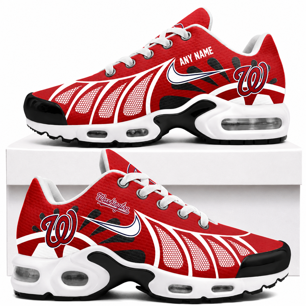 [HOMERUN DEAL] NEW CUSTOMIZED MLB28 WNS WASHINGTON NATIONALS AIR MAX PLUS SNEAKERS