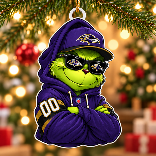 [TOUCHDOWN DEAL] NEW CUSTOMIZED NFL28 BTR BALTIMORE RAVENS CHRISTMAS ACRYLIC ORNAMENT