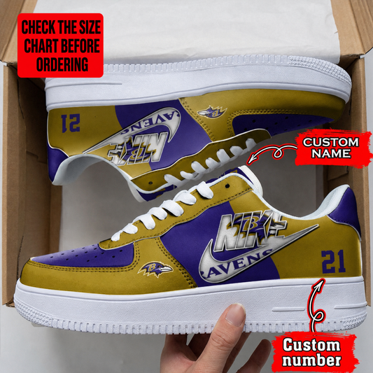 [TOUCHDOWN DEAL] NEW CUSTOMIZED NFL28 BTR BALTIMORE RAVENS AF1 SHOES