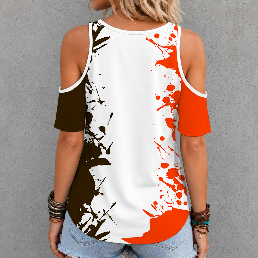 [TOUCHDOWN DEAL] NEW CUSTOMIZED NFL29 CLB CLEVELAND BROWNS CRISS CROSS V-NECK TOP