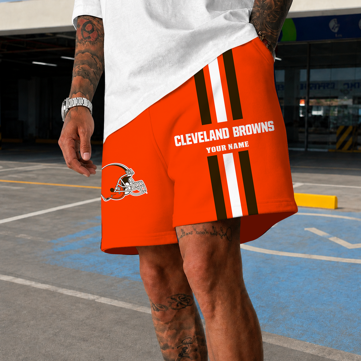 [TOUCHDOWN DEAL] NEW CUSTOMIZED NFL29 CLB CLEVELAND BROWNS SHORT PANTS
