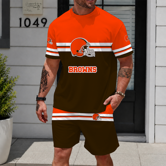 [TOUCHDOWN DEAL] NEWCUSTOMIZED NFL29 CLB CLEVELAND BROWNS UNISEX T-SHIRT & SHORTS SET