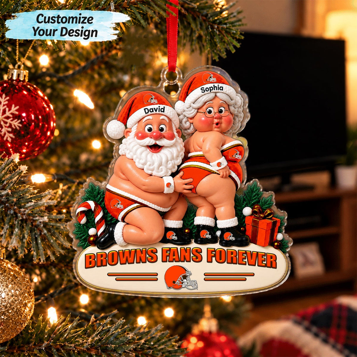 [TOUCHDOWN DEAL] NEW CUSTOMIZED NFL29 CLB CLEVELAND BROWNS CHRISTMAS ACRYLIC ORNAMENT