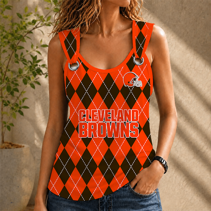 [TOUCHDOWN DEAL] NEW CUSTOMIZED NFL29 CLB CLEVELAND BROWNS O-RING SHOULDER TANK TOP