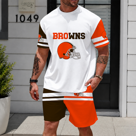 [TOUCHDOWN DEAL] NEWCUSTOMIZED NFL29 CLB CLEVELAND BROWNS UNISEX T-SHIRT & SHORTS SET