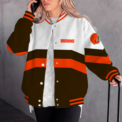 [TOUCHDOWN DEAL] NEW CUSTOMIZED NFL29 CLB CLEVELAND BROWNS SATIN VARSITY & BASEBALL JACKET