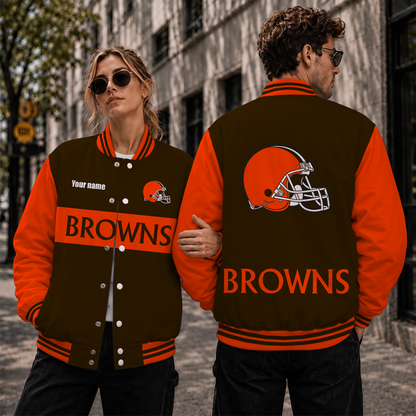 [TOUCHDOWN DEAL] NEW CUSTOMIZED NFL29 CLB CLEVELAND BROWNS SATIN VARSITY & BASEBALL JACKET