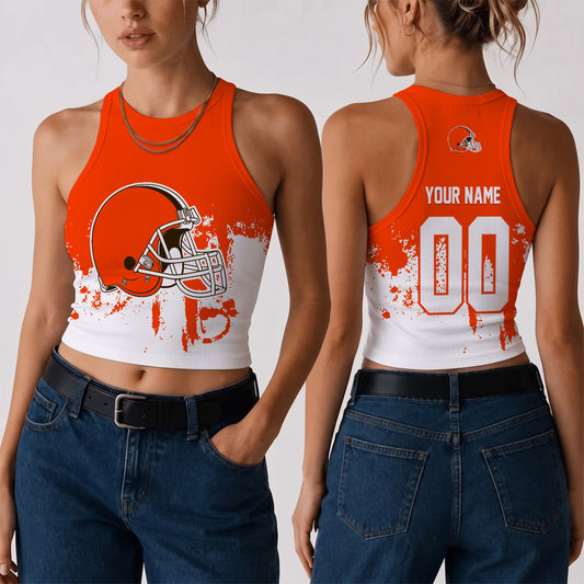 [TOUCHDOWN DEAL] NEW CUSTOMIZED NFL29 CLB THE BROWNS WOMEN'S CROP TOP