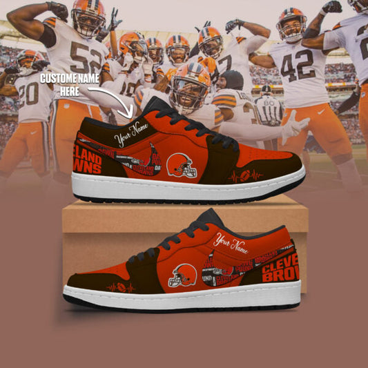 [TOUCHDOWN DEAL] NEW CUSTOMIZED NFL29 CLB CLEVELAND BROWNS AIR JORDAN LOW SHOES
