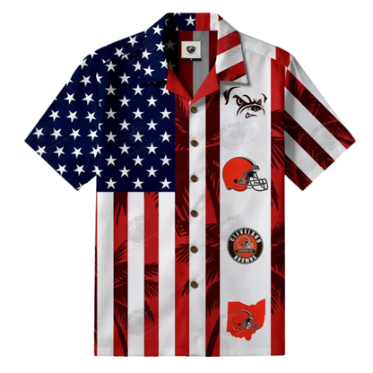 [TOUCHDOWN DEAL] NEW CUSTOMIZED NFL29 CLB CLEVELAND BROWNS PATRIOTIC 250 USA HAWAIIAN SHIRT