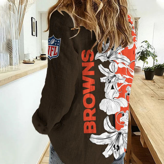 [TOUCHDOWN DEAL] NEW CUSTOMIZED NFL29 CLB CLEVELAND BROWNS WOMEN CASUAL SHIRT FOR FAN