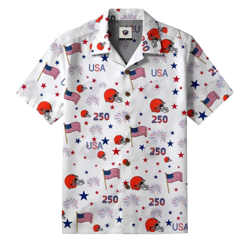 [TOUCHDOWN DEAL] NEW CUSTOMIZED NFL29 CLB CLEVELAND BROWNS PATRIOTIC 250 USA HAWAIIAN SHIRT