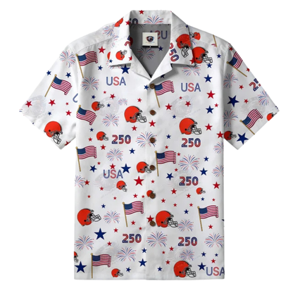 [TOUCHDOWN DEAL] NEW CUSTOMIZED NFL29 CLB CLEVELAND BROWNS PATRIOTIC 250 USA HAWAIIAN SHIRT