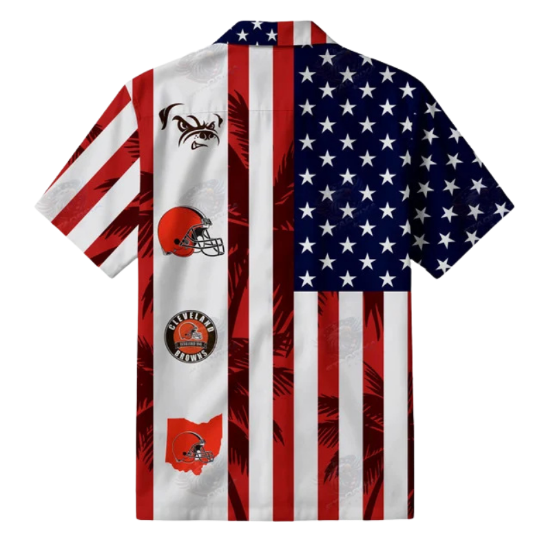 [TOUCHDOWN DEAL] NEW CUSTOMIZED NFL29 CLB CLEVELAND BROWNS PATRIOTIC 250 USA HAWAIIAN SHIRT