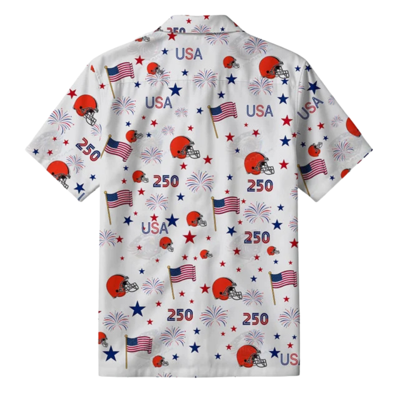 [TOUCHDOWN DEAL] NEW CUSTOMIZED NFL29 CLB CLEVELAND BROWNS PATRIOTIC 250 USA HAWAIIAN SHIRT