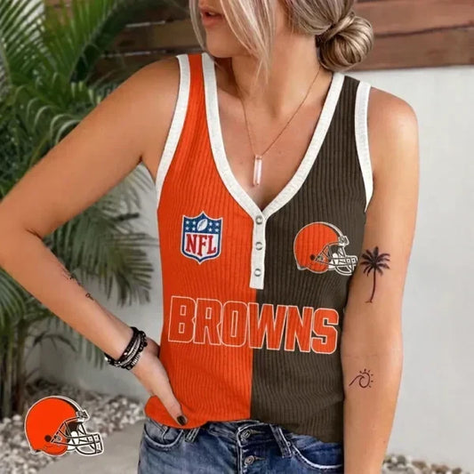 [TOUCHDOWN DEAL] NEW CUSTOMIZED NFL29 CLB CLEVELAND BROWNS WOMEN'S V-NECK TANK TOP