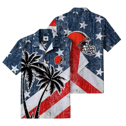 [TOUCHDOWN DEAL] NEW CUSTOMIZED NFL29 CLB CLEVELAND BROWNS PATRIOTIC 250 USA HAWAIIAN SHIRT