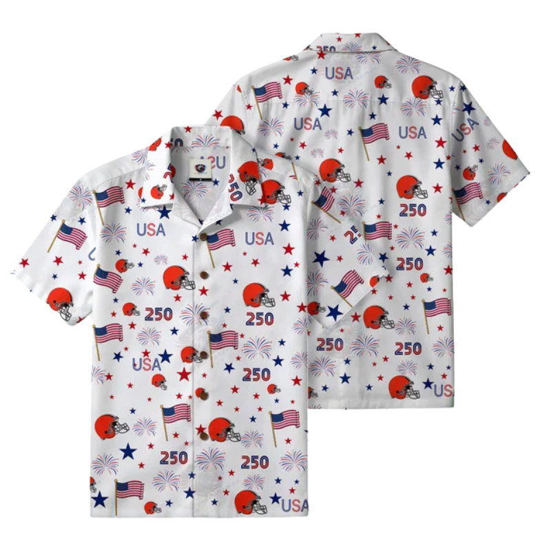 [TOUCHDOWN DEAL] NEW CUSTOMIZED NFL29 CLB CLEVELAND BROWNS PATRIOTIC 250 USA HAWAIIAN SHIRT