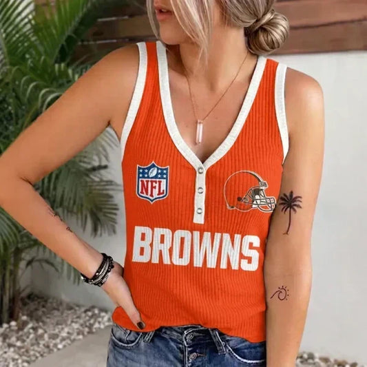 [TOUCHDOWN DEAL] NEW CUSTOMIZED NFL29 CLB CLEVELAND BROWNS WOMEN'S V-NECK TANK TOP