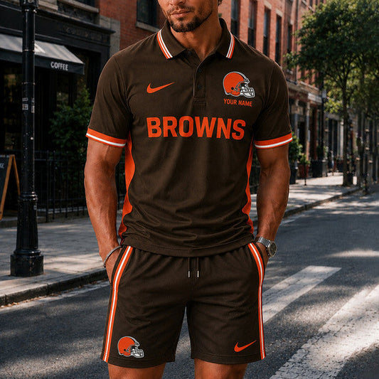 [TOUCHDOWN DEAL] NEW CUSTOMIZED NFL29 CLB CLEVELAND BROWNS POLO SHIRT & SHORT PANTS
