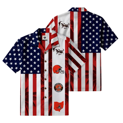 [TOUCHDOWN DEAL] NEW CUSTOMIZED NFL29 CLB CLEVELAND BROWNS PATRIOTIC 250 USA HAWAIIAN SHIRT