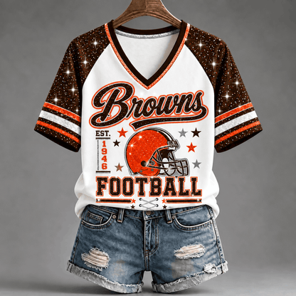[TOUCHDOWN DEAL] NEW CUSTOMIZED NFL29 CLB THE BROWNS BUC-EE'S V-NECK FEMALE SHIRT
