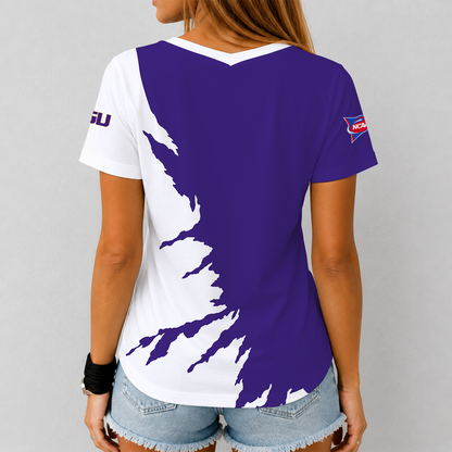 [TOUCHDOWN DEAL] NEW CUSTOMIZED NCAA FBS29 LST LSU TIGERS V-NECK FEMALE SHIRT
