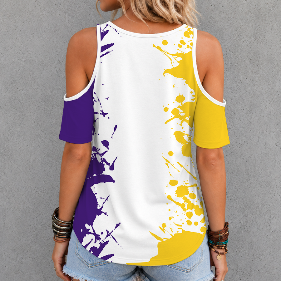 [TOUCHDOWN DEAL]NEW CUSTOMIZED NCAA FBS29 LST LSU TIGERS CRISS CROSS V-NECK TOP