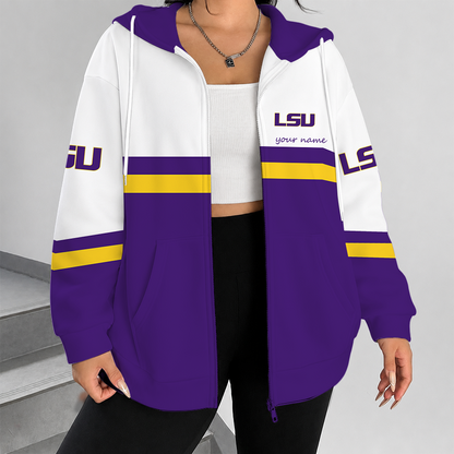 [FAN FAVORITE] NEW CUSTOMIZED NCAA FBS29 LST LSU TIGERS ZIP HOODIE
