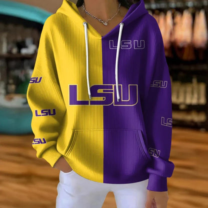 [FAN FAVORITE] NEW CUSTOMIZED NCAA FBS29 LST LSU TIGERS RIBBED HOODIE & SWEATSHIRT