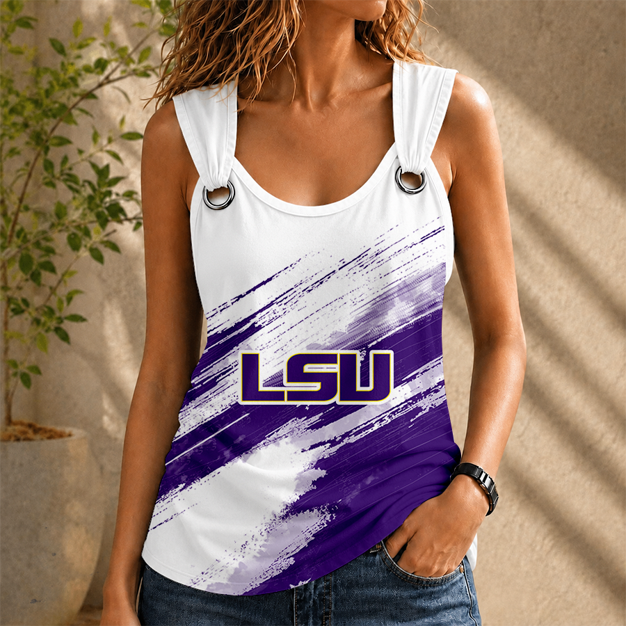 [FAN FAVORITE] NEW CUSTOMIZED NCAA FBS29 LST LSU TIGERS O-RING SHOULDER TANK TOP