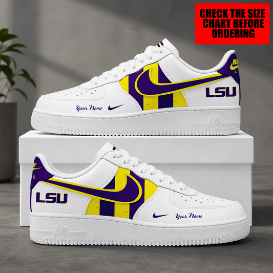 [TOUCHDOWN DEAL] NEW CUSTOMIZED NCAA FBS29 LST LSU TIGERS AF1 SHOES