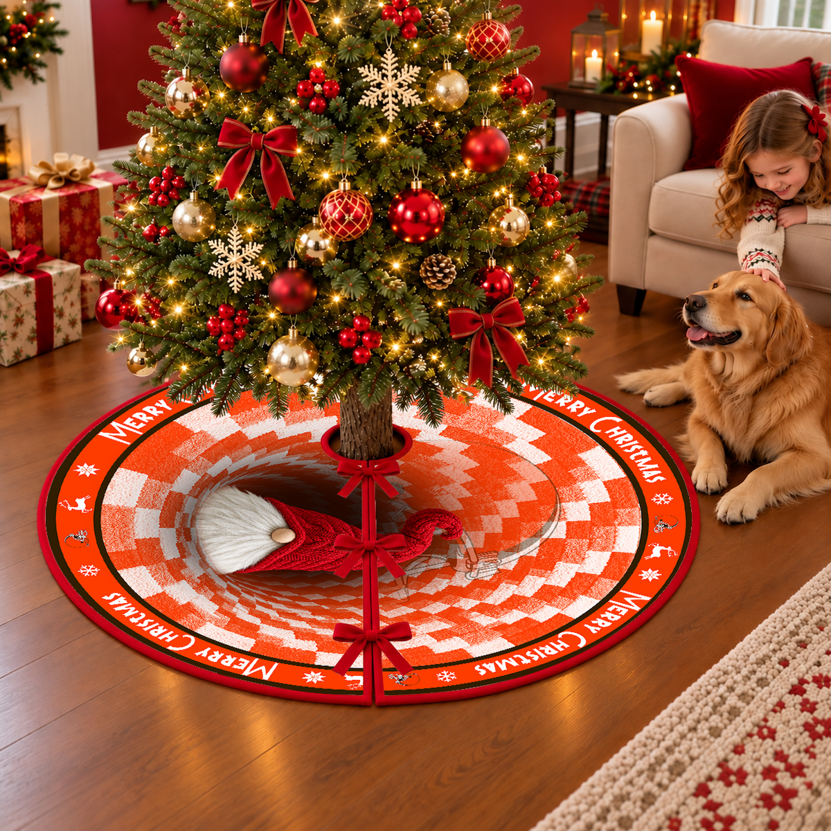 [TOUCHDOWN DEAL] NEW CUSTOMIZED NFL29 CLB THE BROWNS CHRISTMAS TREE SKIRT