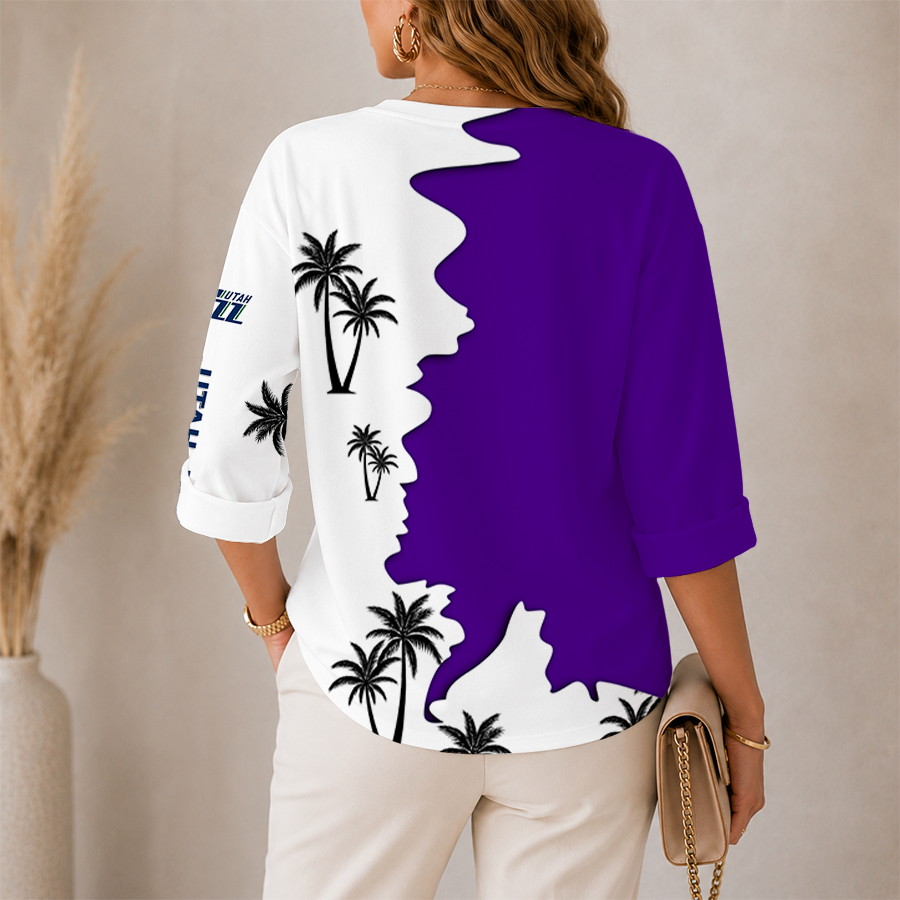 [HOT DEAL] NEW CUSTOMIZED NBA29 UJZ UTAH JAZZ WOMEN'S V-NECK LONG SLEEVE SHIRT