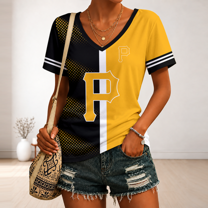 [HOMERUN DEAL] NEW CUSTOMIZED MLB29 PHP PITTSBURGH PIRATES V-NECK FEMALE SHIRT