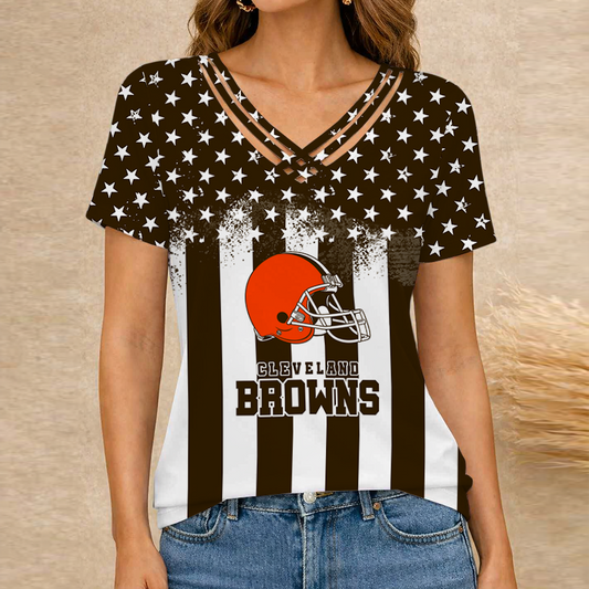 [TOUCHDOWN DEAL] NEW CUSTOMIZED NFL29 CLB CLEVELAND BROWNS V-NECK SHIRT