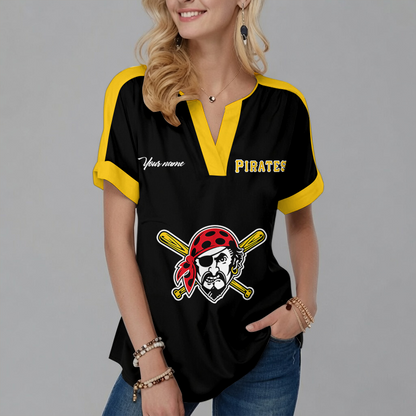[HOMERUN DEAL] NEW CUSTOMIZED MLB29 PHP PITTSBURGH PIRATES V-NECK FEMALE SHIRT