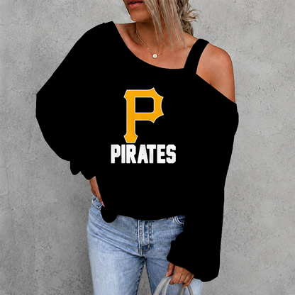 [HOMERUN DEAL] NEW CUSTOMIZED MLB29 PHP PITTSBURGH PIRATES WOMEN'S OFF-SHOULDER LONG SLEEVE SHIRT