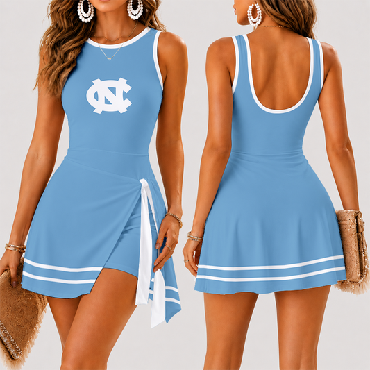 [FAN FAVORITE] NEW CUSTOMIZED NCAA CWS29 NTH NORTH CAROLINA TAR HEELS WOMEN'S SUMMER SKORT DRESS